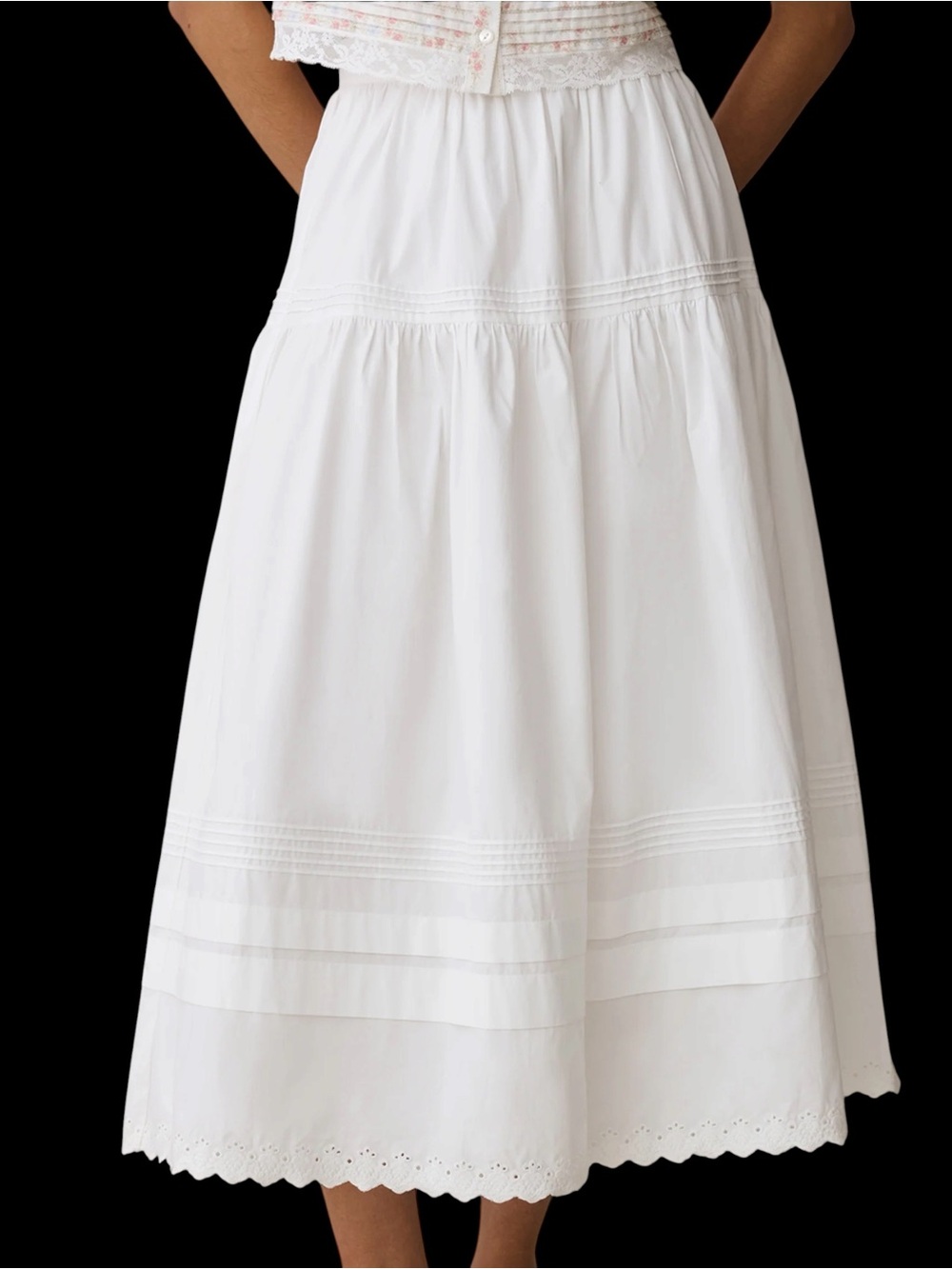 Few Moda o.p.t. Beth Cotton Skirt White Eyelet Lace Skirt NWT